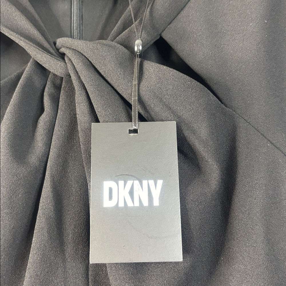 NWT DKNY Womens Black Scuba Crepe Twist Keyhole Neck Midi Dress PLUS SIZE 20W - Picture 13 of 14